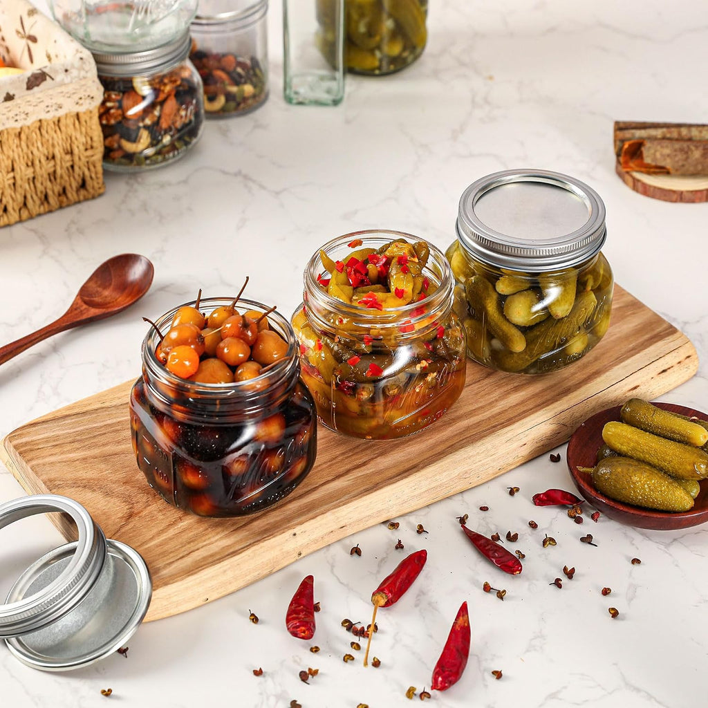 12PCS Wide Mouth Mason Jars 16oz with Airtight Lids and Bands