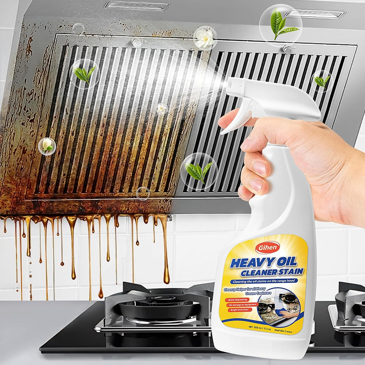 Heavy‑Duty Oil Degreaser Cleaner for Pan Bottoms, Oven, Stove, Range Hood