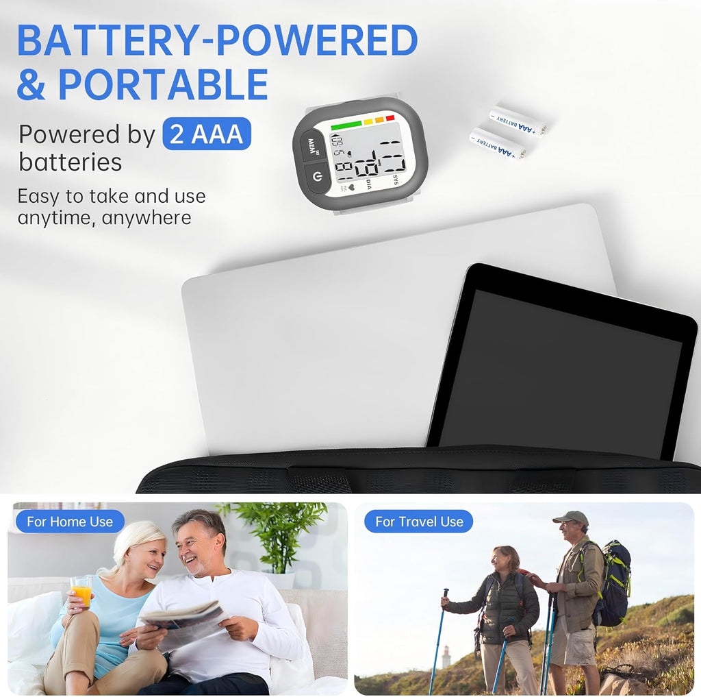 Blood Pressure Monitor Adjustable Wrist Cuff for Home Use Automatic BP Machine Large Digital LCD Display 199 Memory