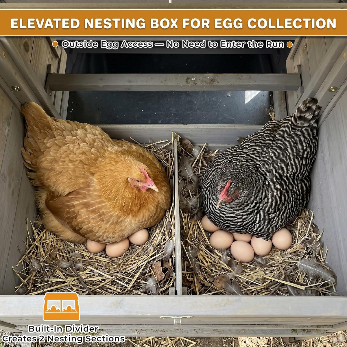 67.4" Mobile Chicken Coop with Wheels & Run for 2-3 Chickens