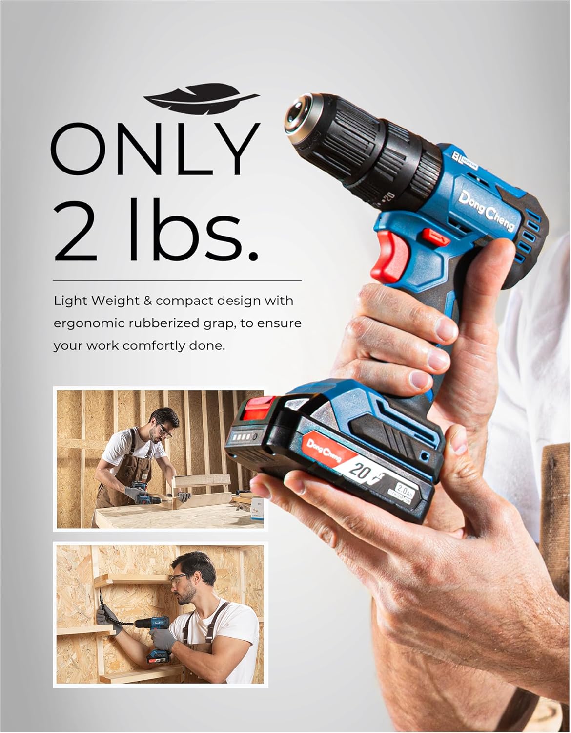 20V Brushless Heavy-duty Impact Drill, 443 in-lbs, 27000 IPM, 1/2" Keyless Metal Chuck, 20+1+1 Clutch, Cordless