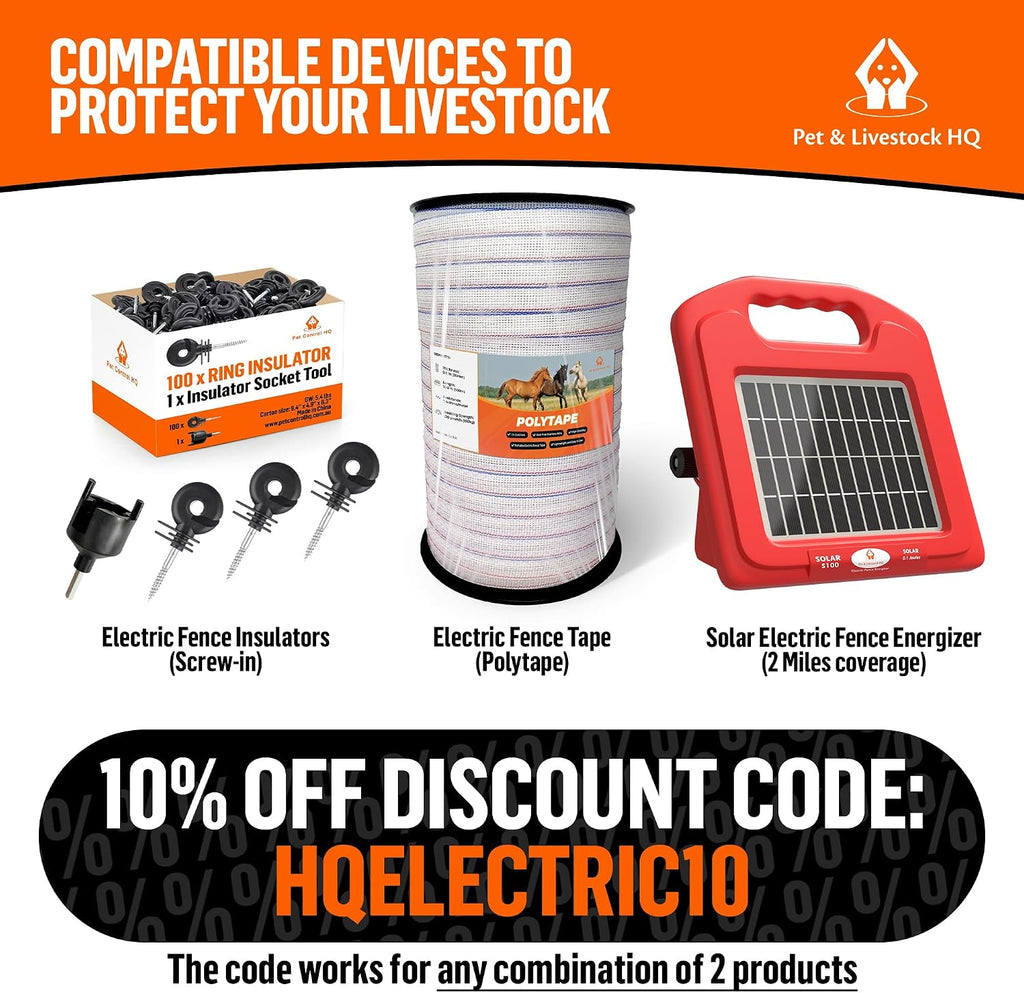 Solar Electric Fence Charger 5 Mile - Solar Powered Energizer for Livestock - Low Impedance Solar Fencer Battery Powered