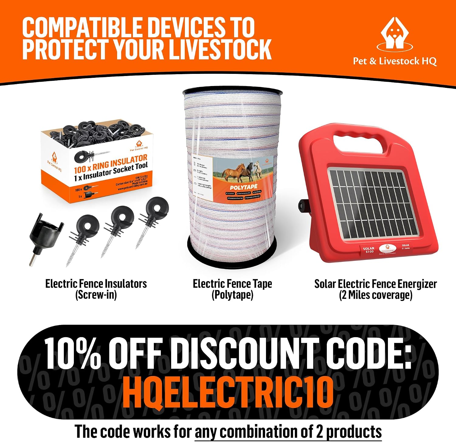 Solar Electric Fence Charger 5 Mile - Solar Powered Energizer for Livestock - Low Impedance Solar Fencer Battery Powered