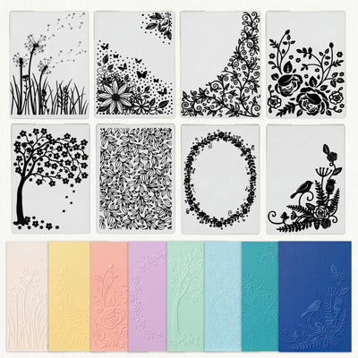 8 Pcs Embossing Folders for Card Making, Natural Style