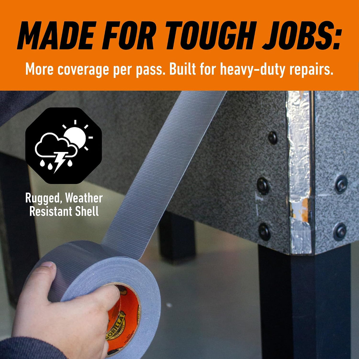 Tough & Wide Heavy Duty Duct Tape, Silver, 2.88" x 25 yd, 1-Pack