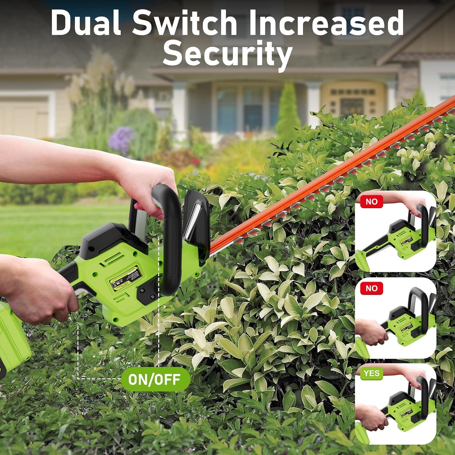 20V Max Hedge Trimmer Cordless, 22 Inch Tree Trimmer with 2 Batteries and Charger, Handheld Electric Trimmers, Grass