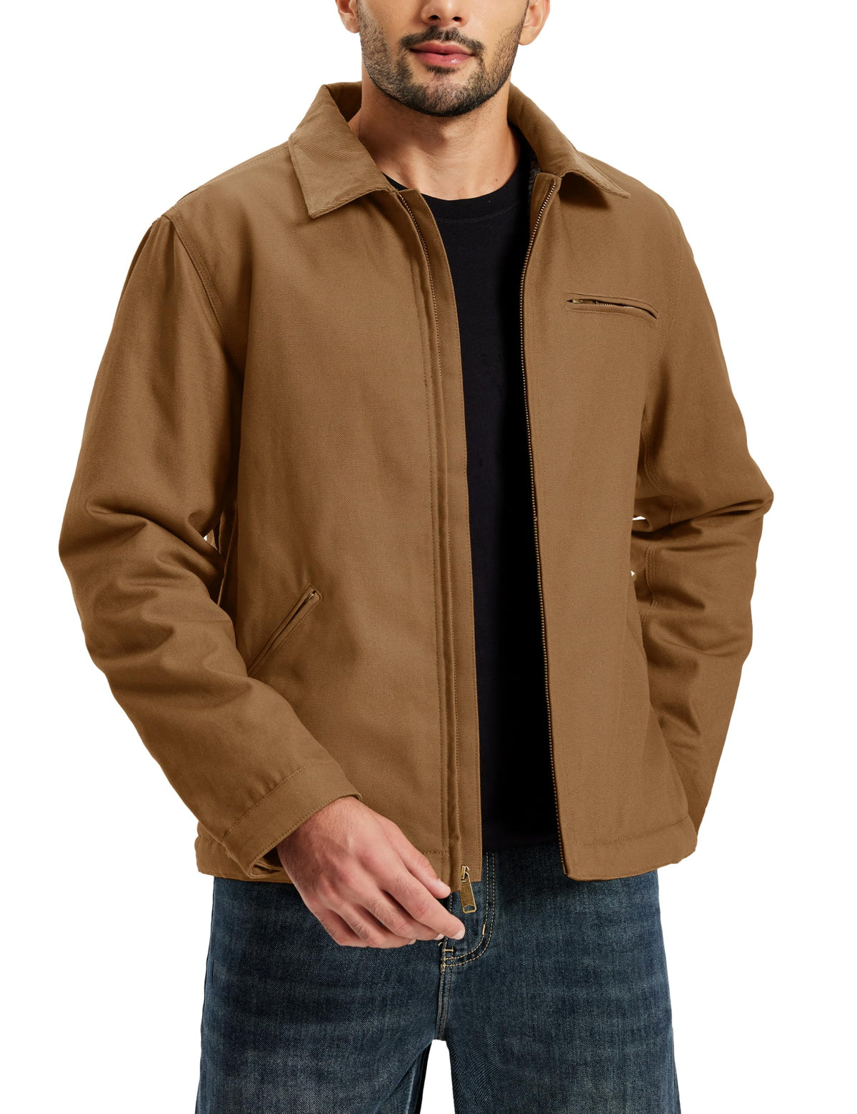 Mens Work Jackets Waterproof Heavy Duty Duck Canvas Sherpa Coat