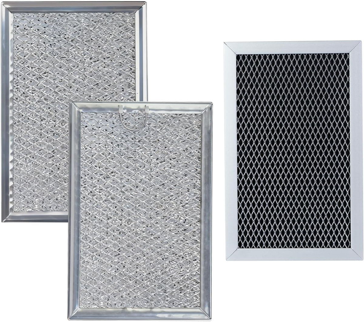 Microwave Filter Replacement - 3 Pcs Charcoal and Grease Filter Kit Compatible with GE Models JVM6175YK5FS, JVM6175SK5SS, JVM6175DK5BB, JVM6175DK5WW| Effective Odor Elimination