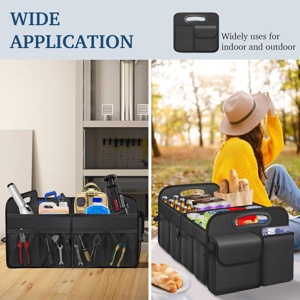 Car Trunk Organizer with Large Capacity Waterproof Car Accessories for Women & Men, Collapsible Trunk Organizer for