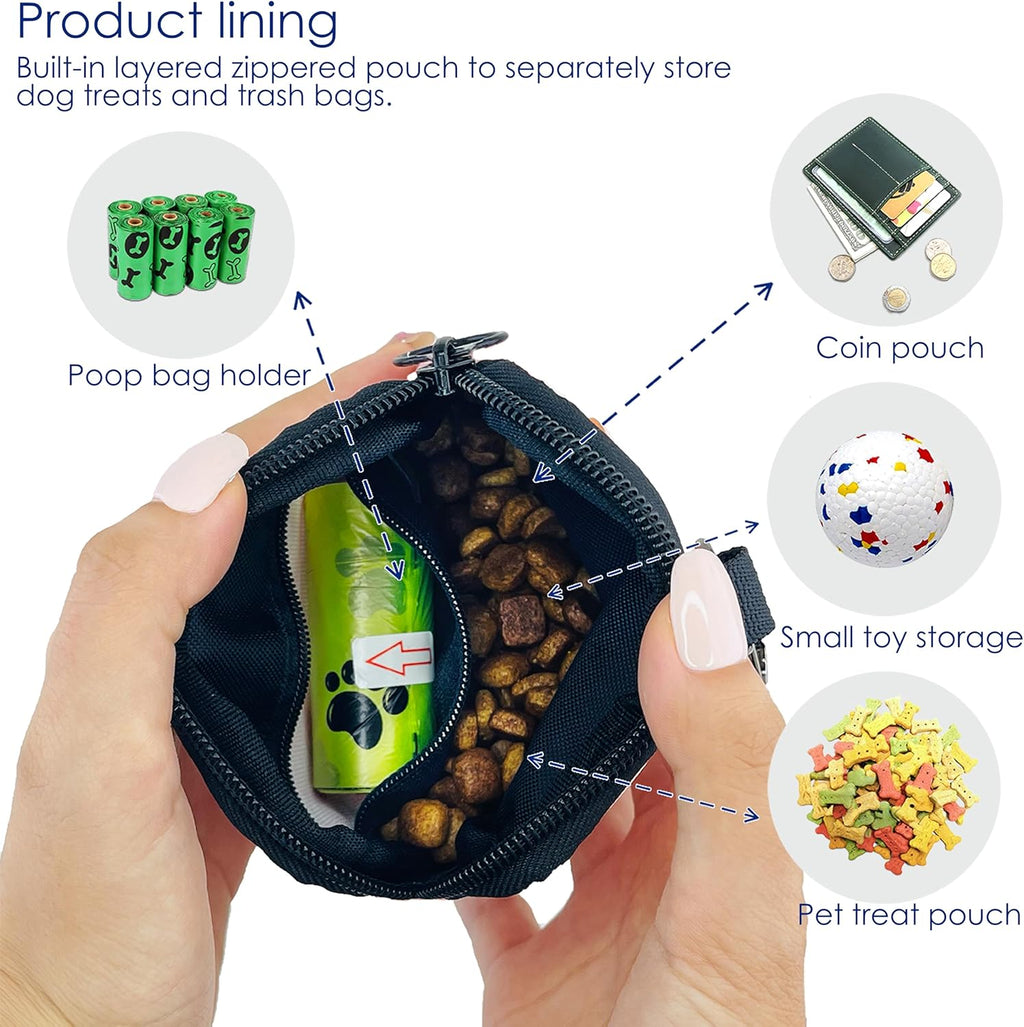 Dog Treat Pouch for Pet Walking and Training with Clicker Poop Bags Small Fanny Zipper Pack Holder for Puppy Snack