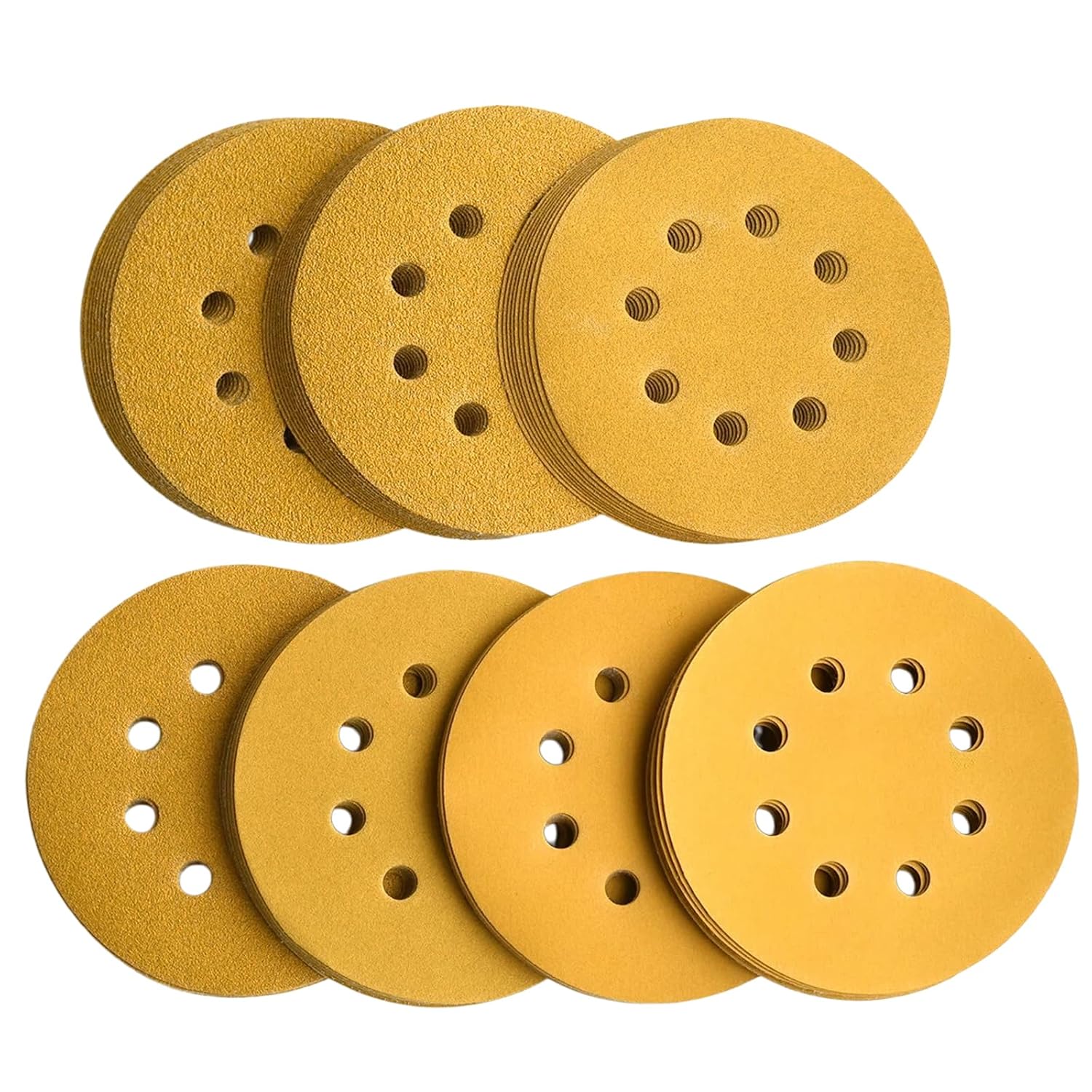5-Inch 8-Hole Hook & Loop Sanding Discs 60-400 Mixed Grits, 105-Pack | 60 80 120 150 220 320 400 Assorted Grits, 5"