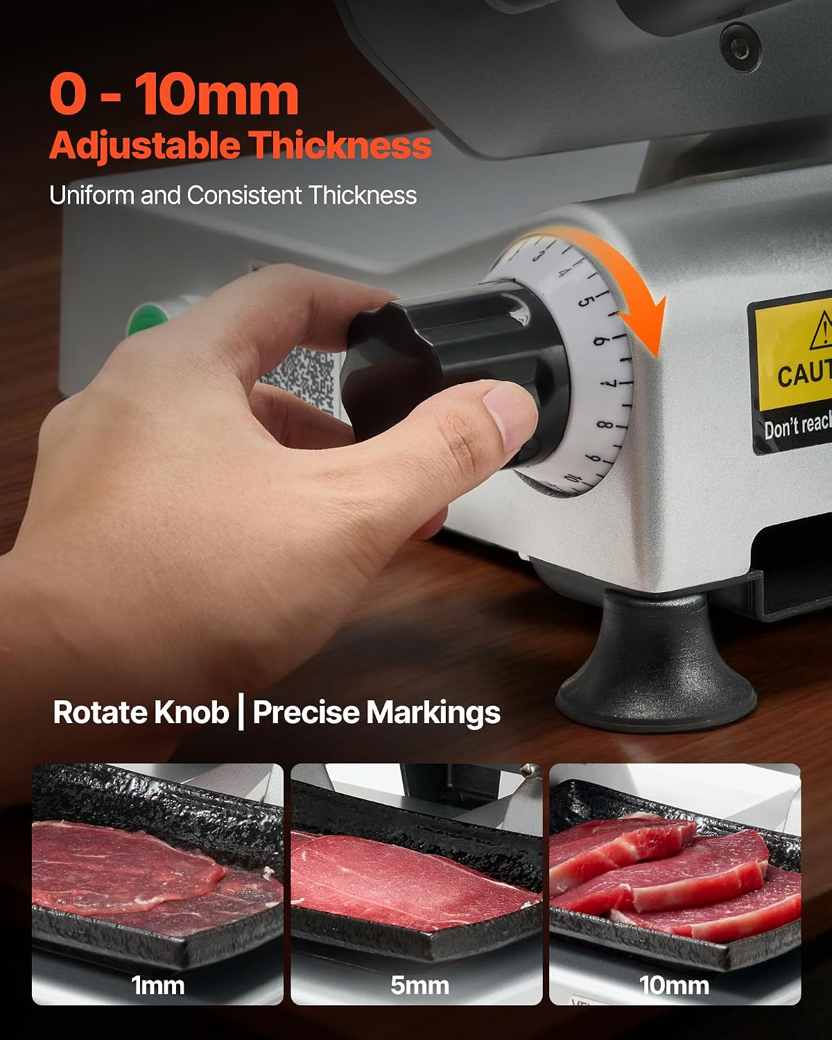 Commercial Meat Slicer, 320W Electric Deli Slicer Machine with 10 inch SUS420 Blade, 0-0.4 inch Adjustable Thickness