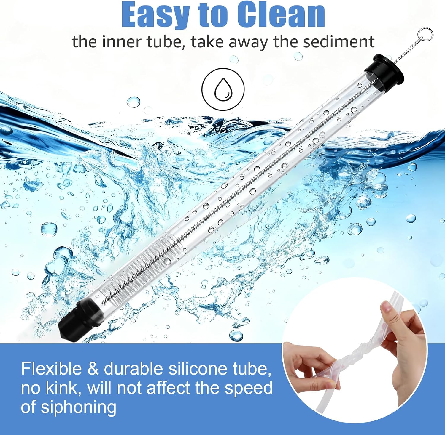 14” Auto Siphon with 12.” Bottle Wand & 5.5FT Food-Grade Silicone | Beer Wine Siphon Racking Cane fit Liquid