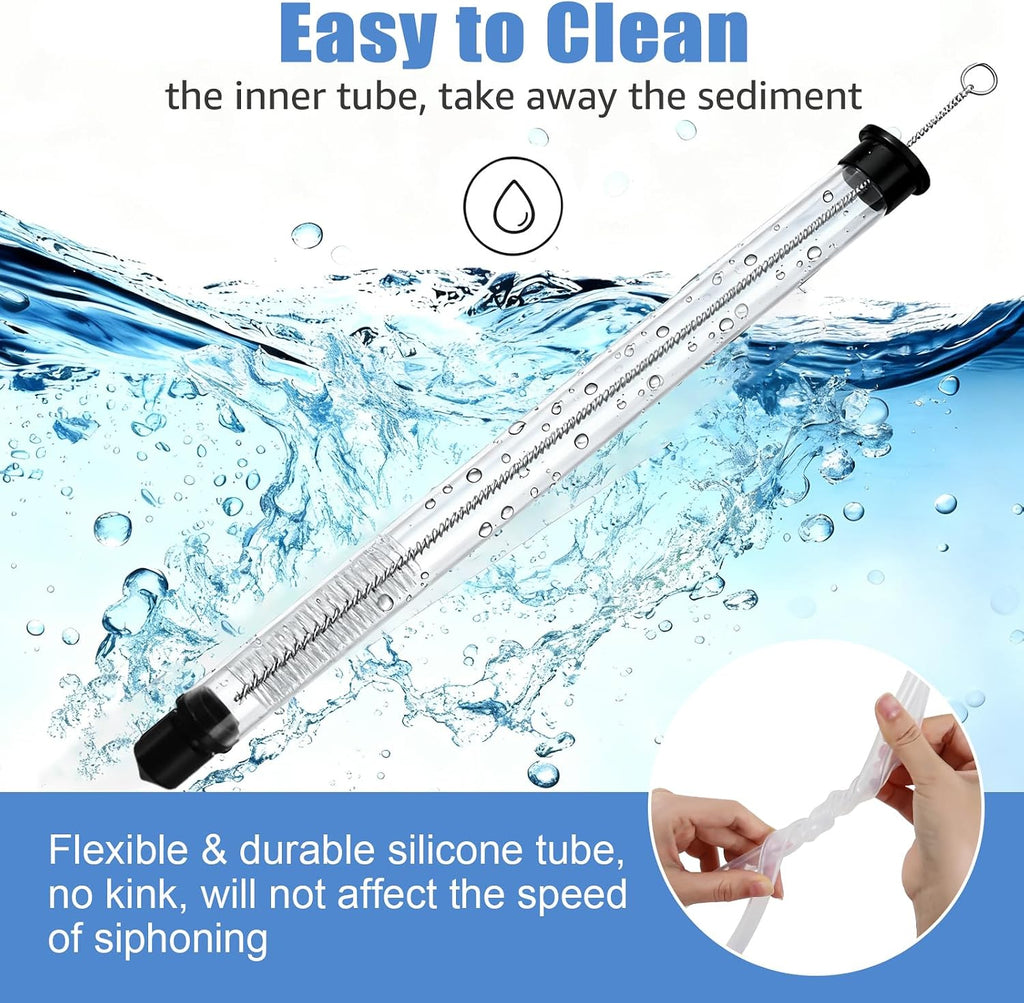 14” Auto Siphon with 12.9” Bottle Wand & 5.5FT Food-Grade Silicone | Beer Wine Siphon Pump fit Liquid Transfer