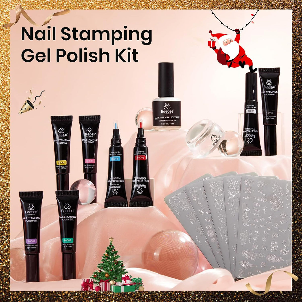 Beetles Nail Stamp Gel 16Pcs French Tip Nail Stamp Kit