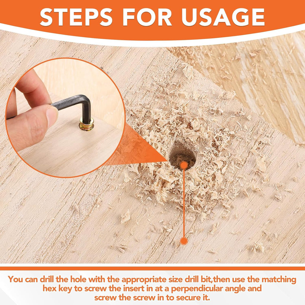 32 Sets Threaded Inserts for Wood Furniture Screws