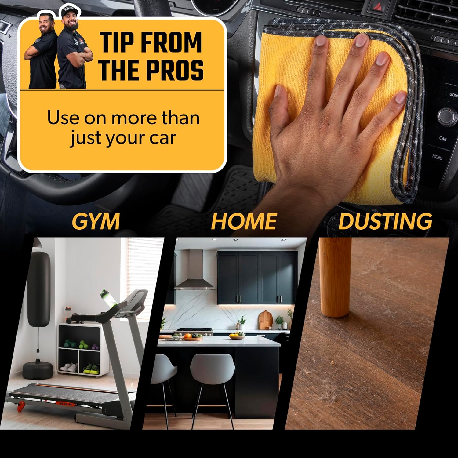 Professional Grade Premium Microfiber Towels for Cars, Gold, 16" x 16", Ultra-Soft and Scratch-Free Car Detailing