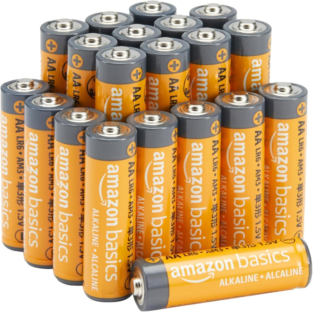 20-Pack AA Alkaline Batteries, 1.5 Volt, 10-Year Leak-Free Shelf Life