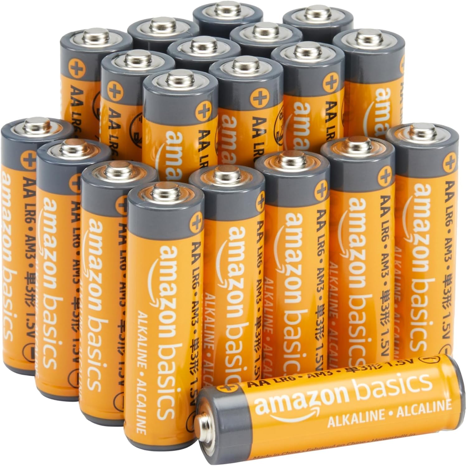 20-Pack AA Alkaline Batteries, 1.5 Volt, 10-Year Leak-Free Shelf Life