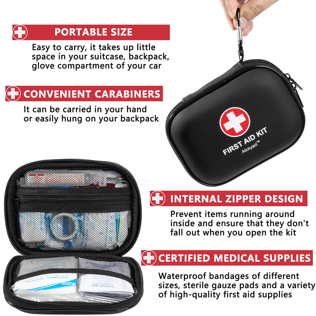 Mini First Aid Kit - 120 Piece Small Waterproof Hard Shell Medical Kit