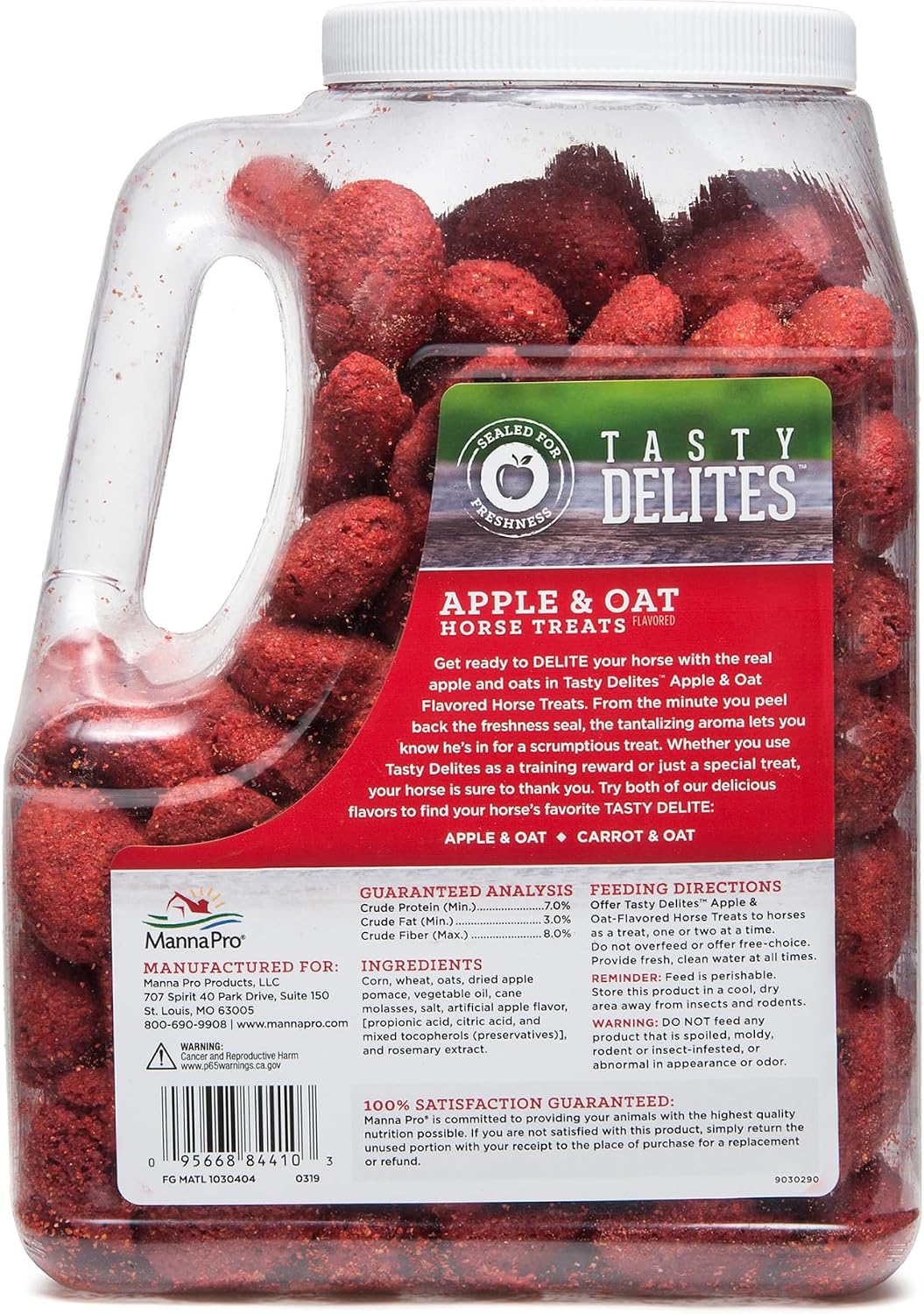 Tasty Delights Horse Treats, Apple & Oat Flavor, 3 lb Tub