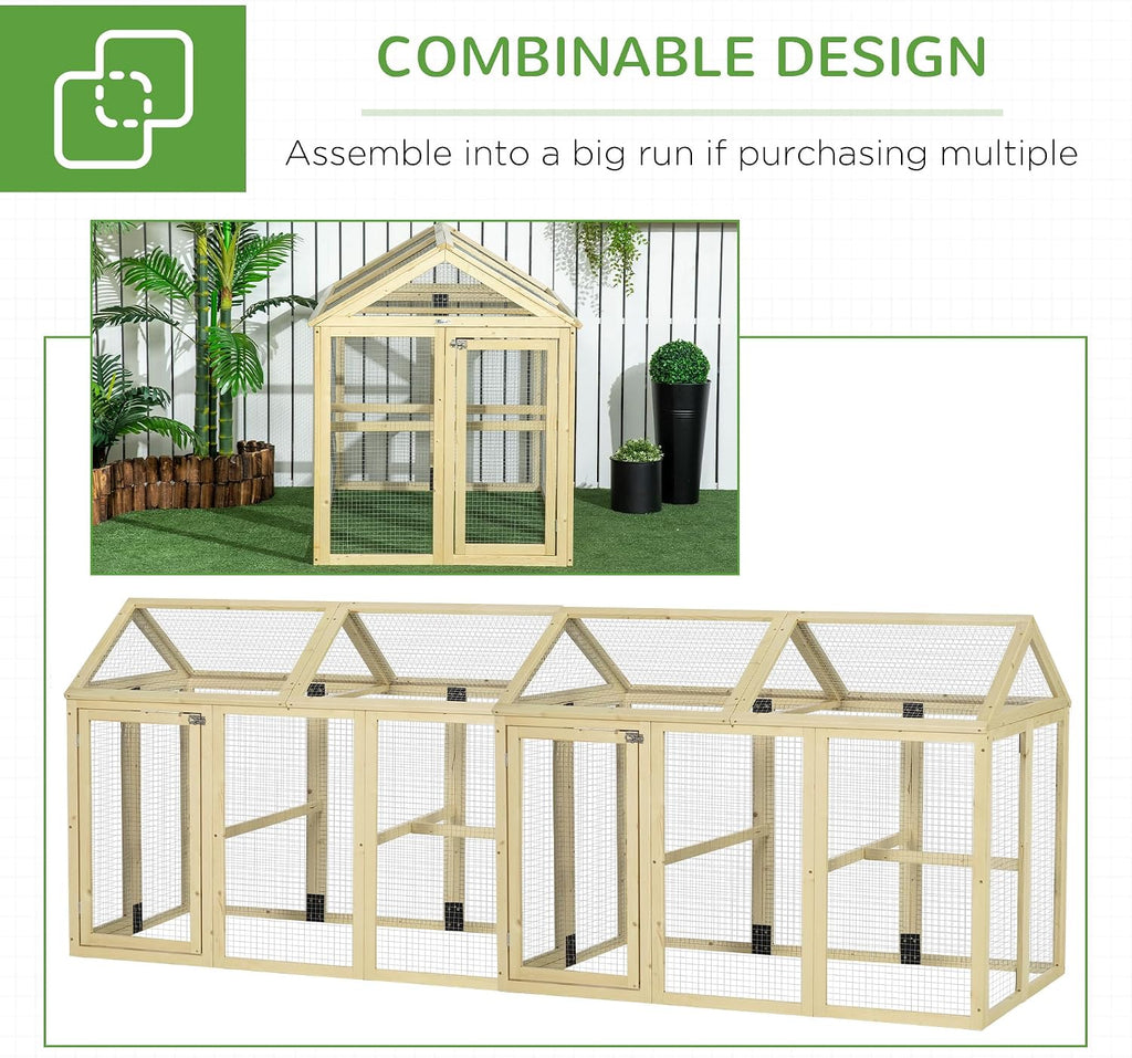 Chicken Run, Wooden Large Chicken Coop, Combinable Design with Perches & Doors for Outdoor, Backyard, Farm, 4.6' x