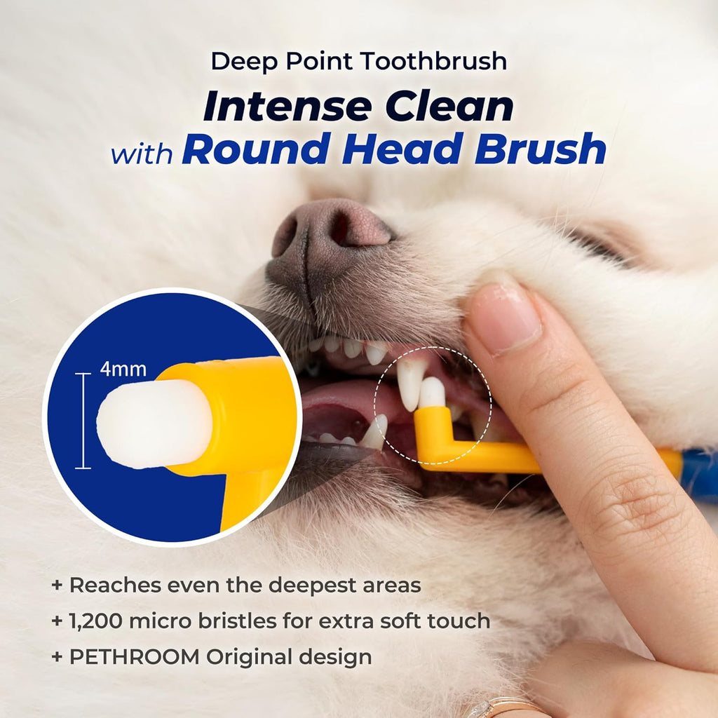 Pet Toothbrush for Cats & Dogs, 4mm Precision Head (Deep Point)