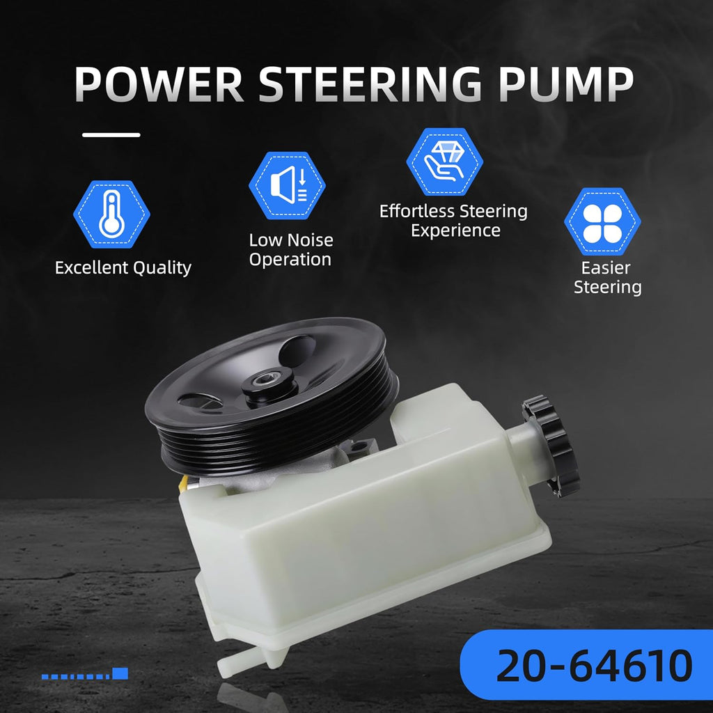 Power Steering Pump with Pulley&Serpentine Drive Belt for Liberty