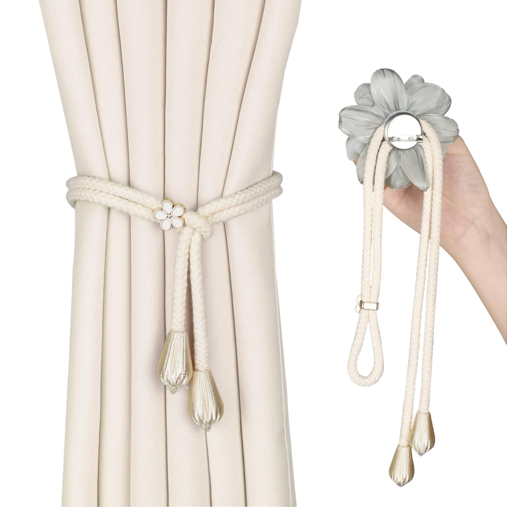 Lotus Flower Curtain Tiebacks Holdbacks, Green