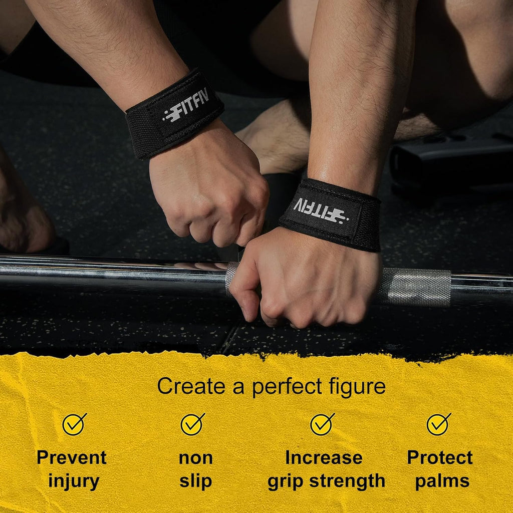 Lifting Straps for Weightlifting, Lifting Wrist Straps for Gym Strength Training, Neoprene-padded Wrist Cushion - Men