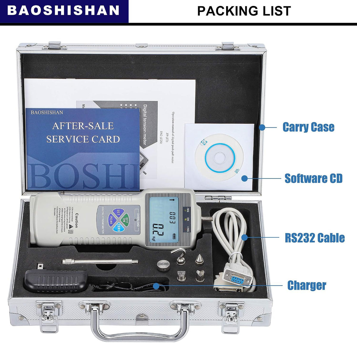 BAOSHISHAN ZP-500N Digital Force Gauge Push Pull Gauge with Output Function