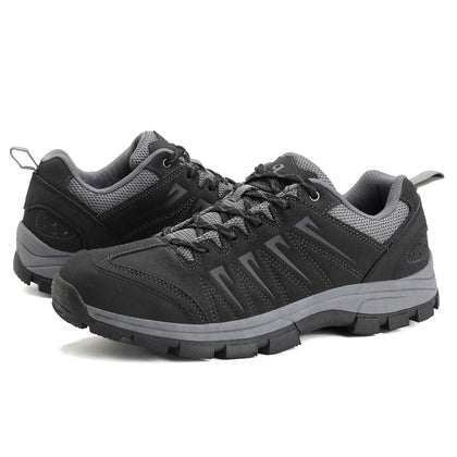 Men's Waterproof Hiking Shoes Leather Low Top Black