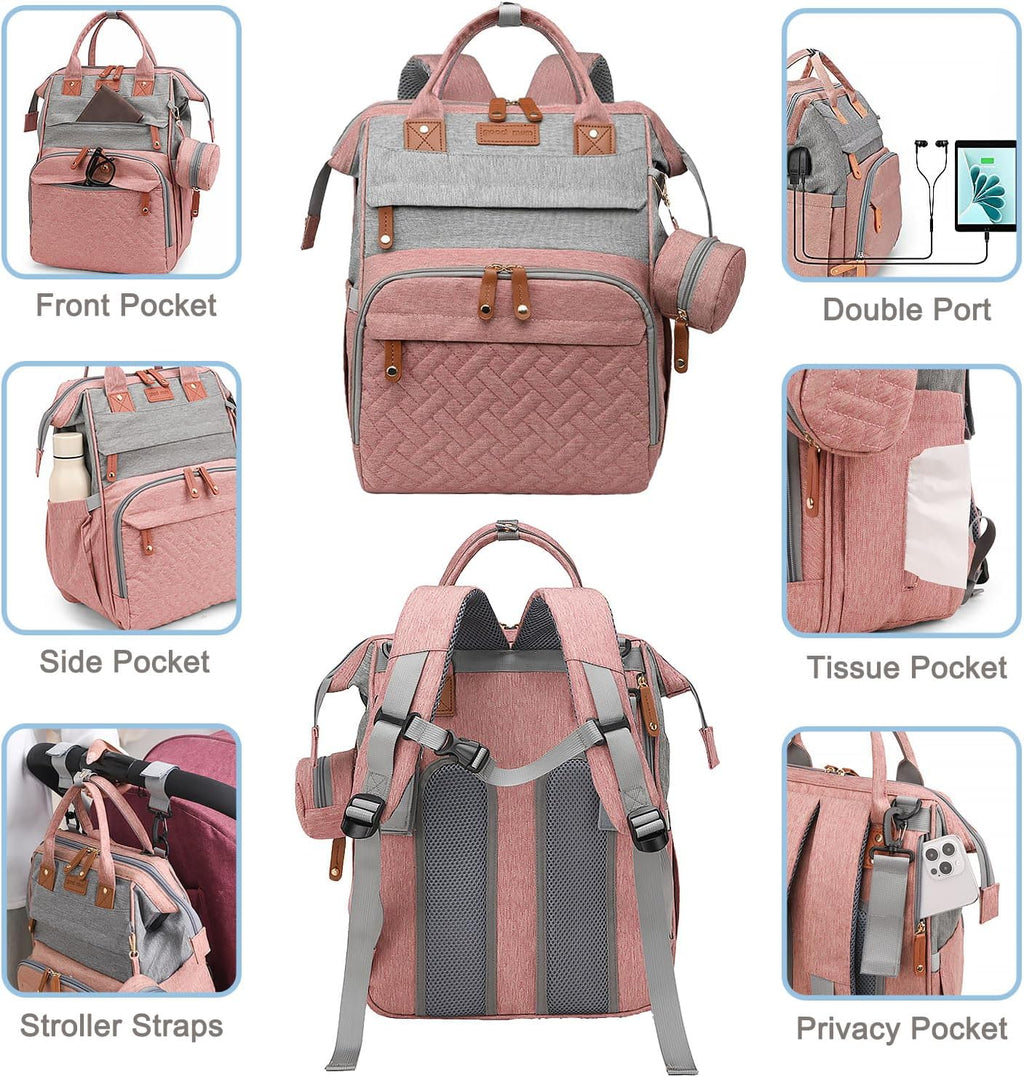 Diaper Bag Backpack Baby Bag for Mom Dad with Changing Pad, 19 Pockets, Large Waterproof Travel Baby Girl Boy Toddle