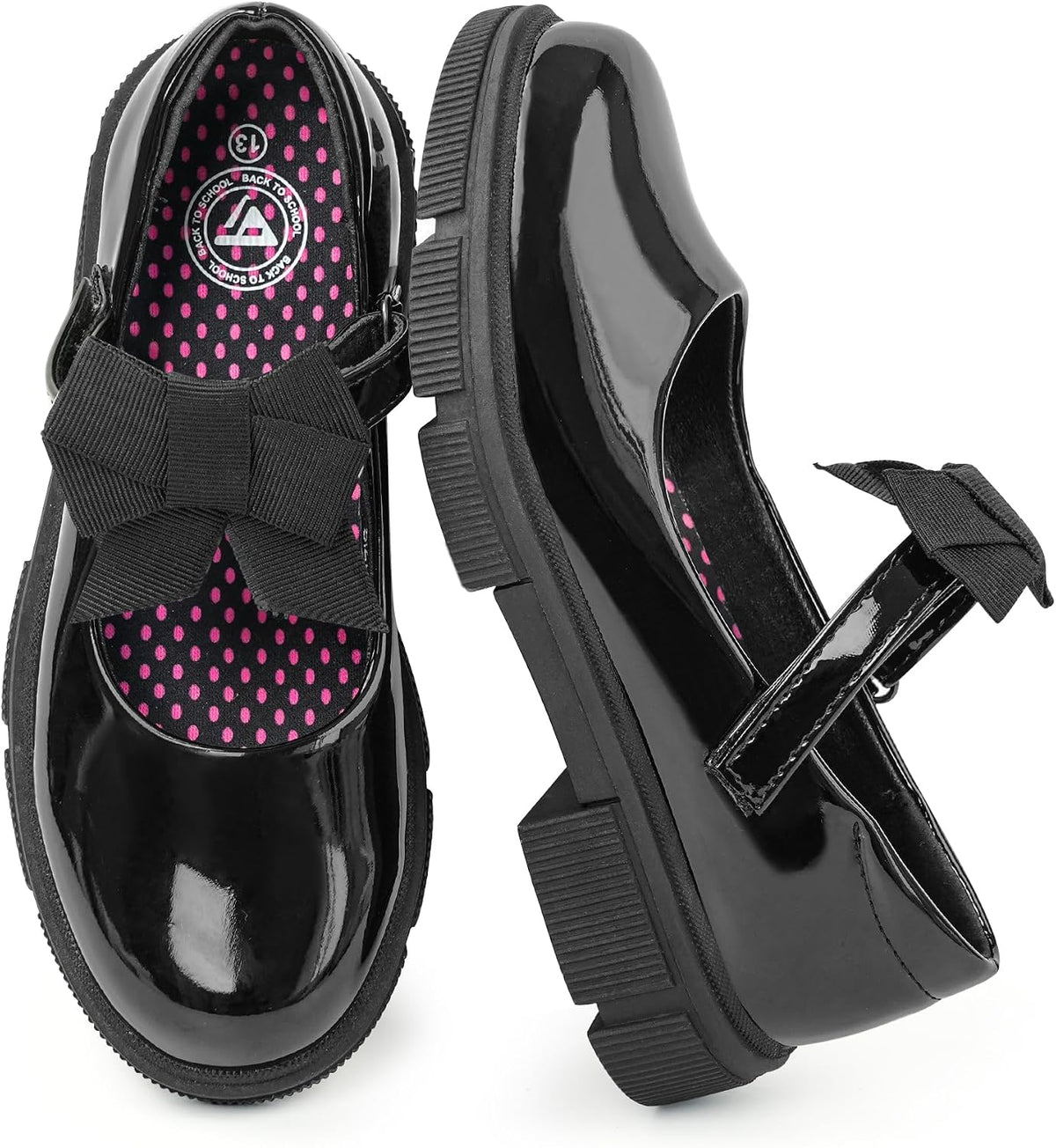 Girls Mary Jane School Shoes Black Uniform Dress Flats Wedding Party Shoes