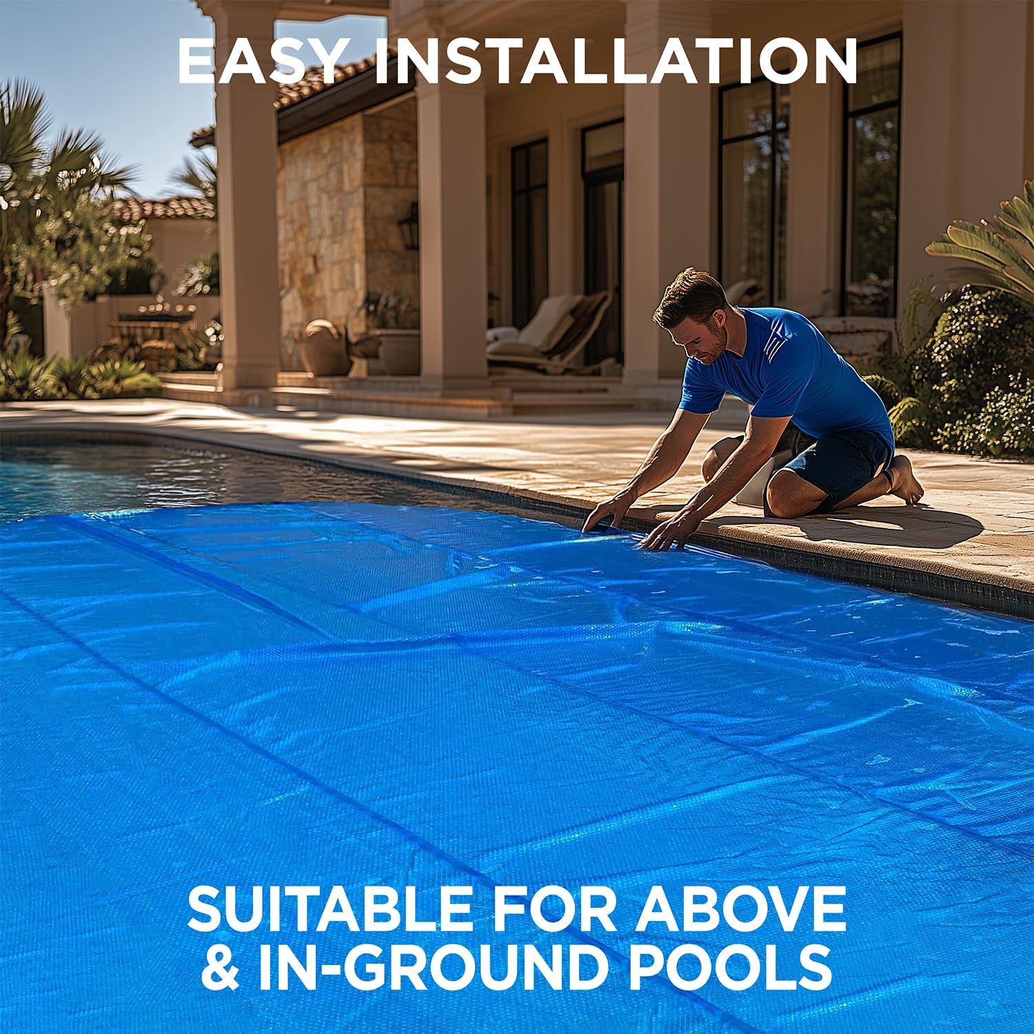 10' x 15' Oval Solar Cover for Inground and Above Ground Pools, 8 Mil - Premium Heavy Duty Solar Blanket for Above