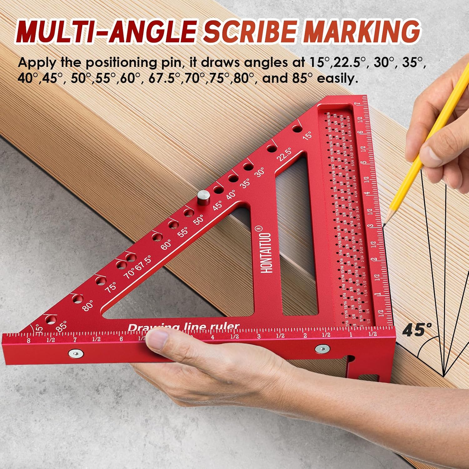 8.5-Inch 3D Large Carpenter Square for Multi-Angle Measuring and Marking | 15-90 Degrees Angle Marking Square