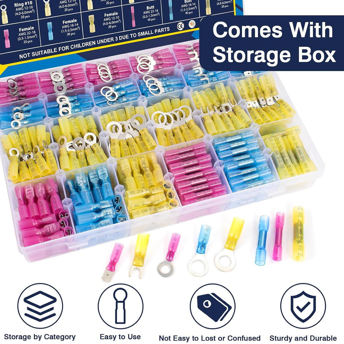 ZQZ 610Pcs Heat Shrink Marine Wire Connectors Assortment Kit, Waterproof