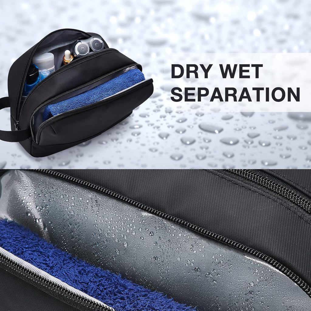 Travel Toiletry Bag for Men, Dopp Kit Water Resistant Shaving Bag for Toiletries Accessories, Black-Medium