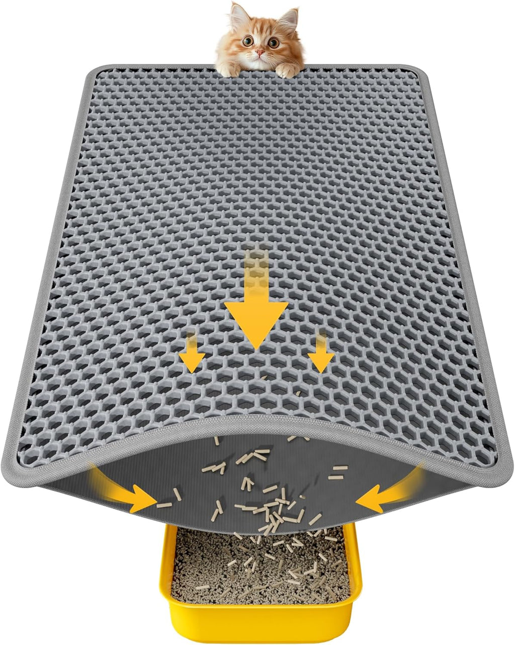 Cat Litter Mat - 23.2'' x 14.6'' Small Litter Trapping Mat, Easy to Clean Litter Box Mat, Waterproof, Urine-Proof