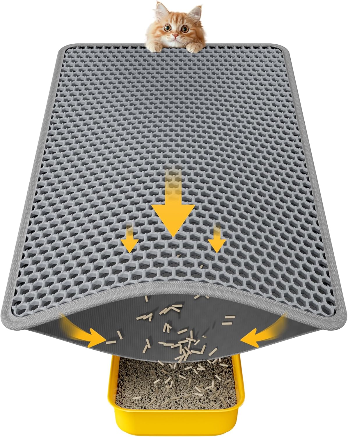 Cat Litter Mat - 23.2'' x 14.6'' Small Litter Trapping Mat, Easy to Clean Litter Box Mat, Waterproof, Urine-Proof