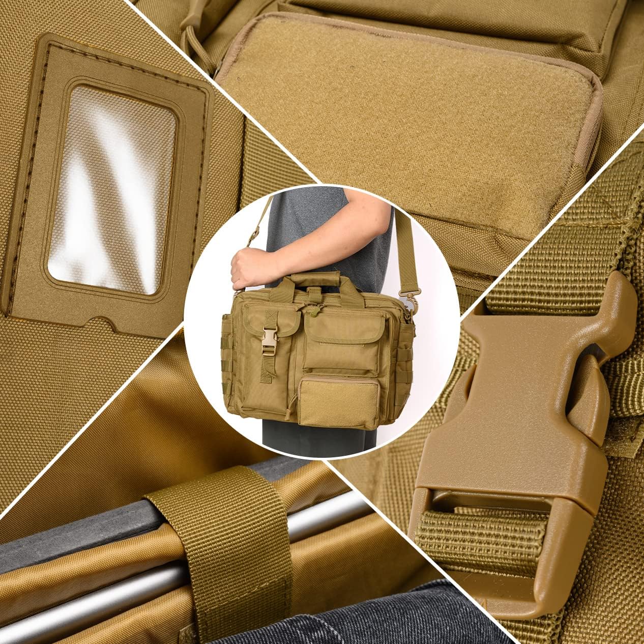 Tactical Messenger Bag,14inch/15.6inch/17.3inch Briefcase for Man Military Laptop Bag, Flight Work Bags for Pilots