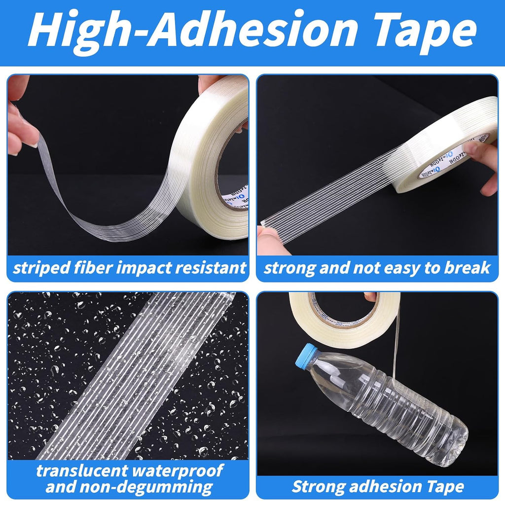 32 Rolls Strapping Tape 1 Inch x 60 Yards 5.5 Mil Fiberglass Tape