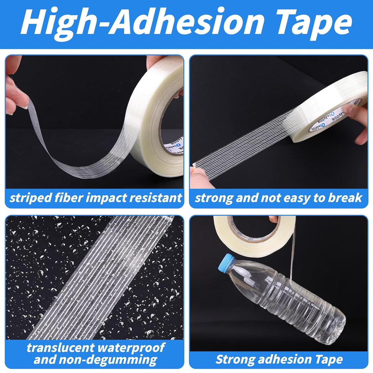 32 Rolls Strapping Tape 1 Inch x 60 Yards 5.5 Mil Fiberglass Tape
