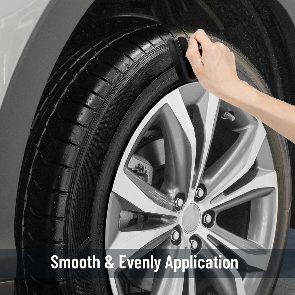 Car Tire Shine Applicator,Large Vegan Tire Shine Brush - Automotive Tire Dressing Applicator Brush with Storage Stand