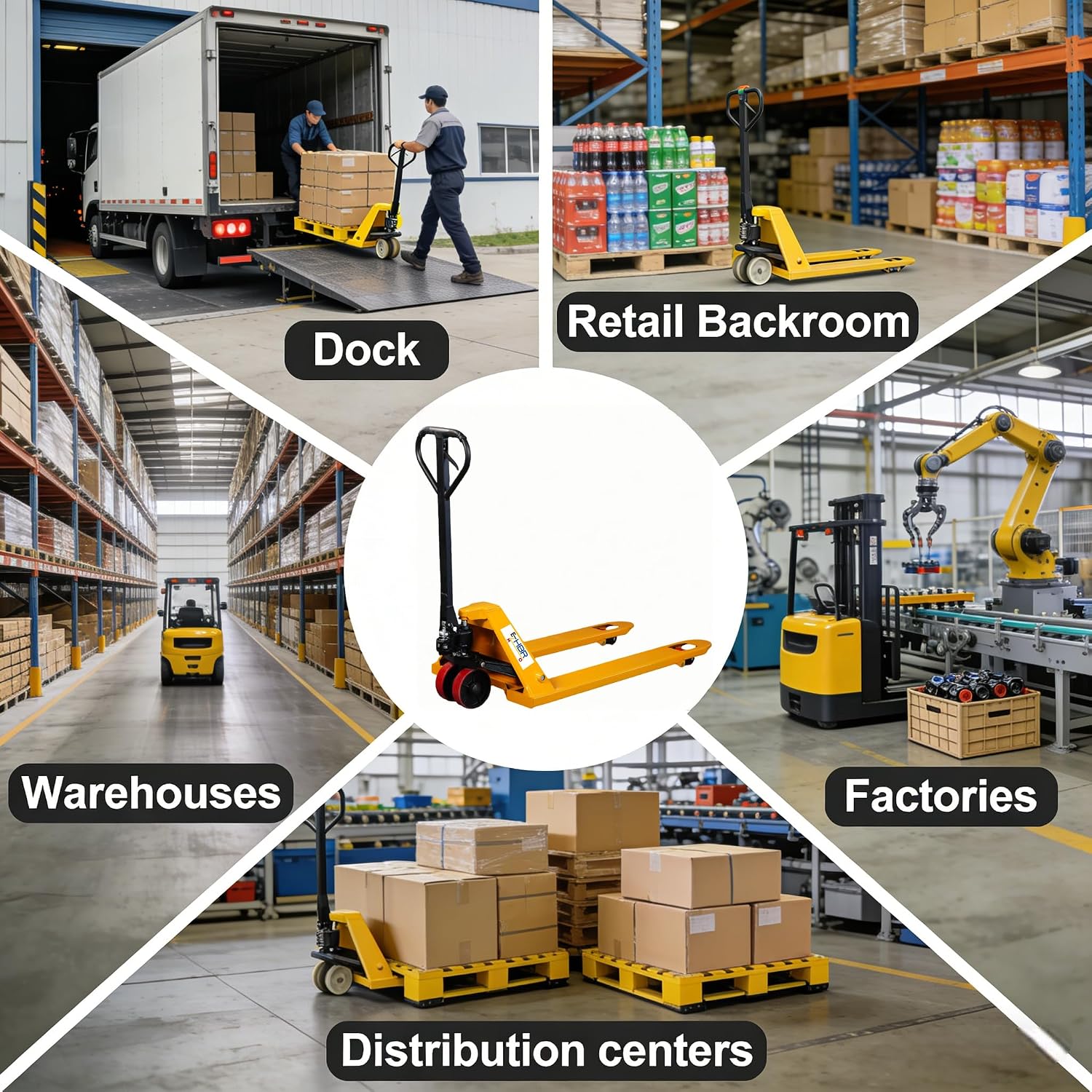 Leak-Proof Pallet Jack, 5500 lbs Load Capacity, Manual Pallet Truck with 48L x 27W Inch Forks for Material Handling