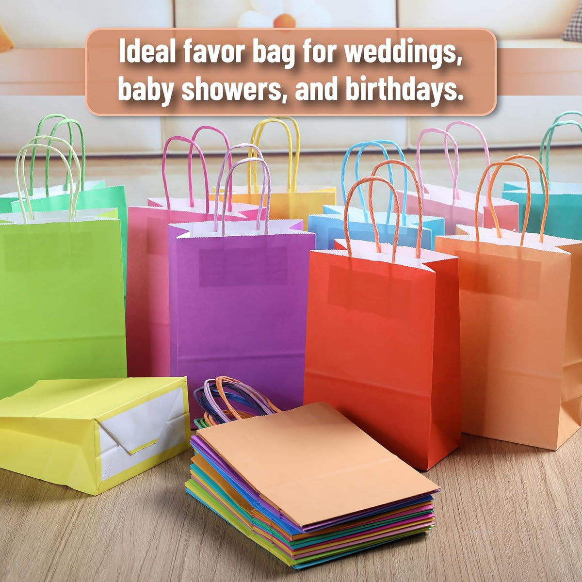 Paper Gift Bags with Handles, 32 Pack, 8.3" x 5.9" x 3.1"