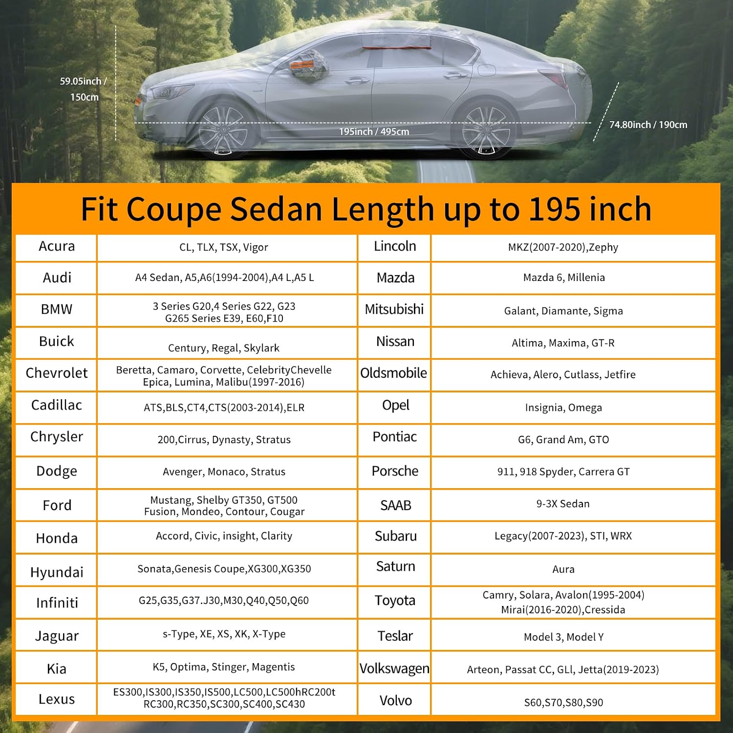 8 Layers Car Cover Waterproof All Weather,Outdoor Car Cover Rain Sun Protection for Car with Zipper Cotton, Universal