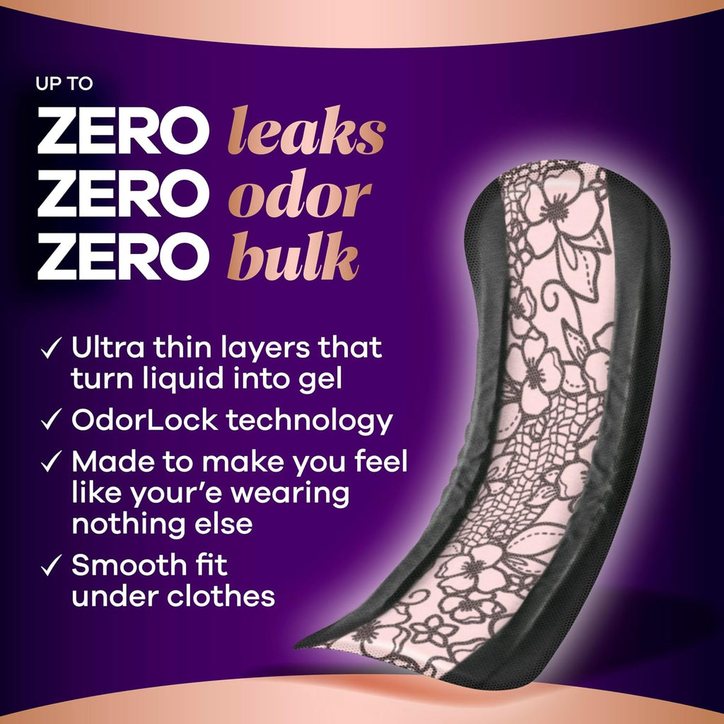 Boutique Adult Incontinence Bladder Leak Pads for Women, Maximum Absorbency, Long Length, Up to 100% Bladder Leak