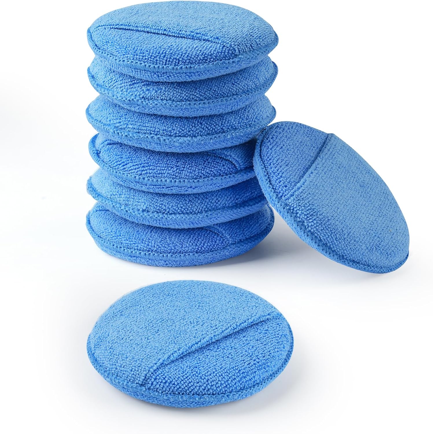 Wax Applicator Pad (8 Pack), 5 Inch Microfiber Applicator Pad with Finger Pocket, Washable Reusable Polishing Pads