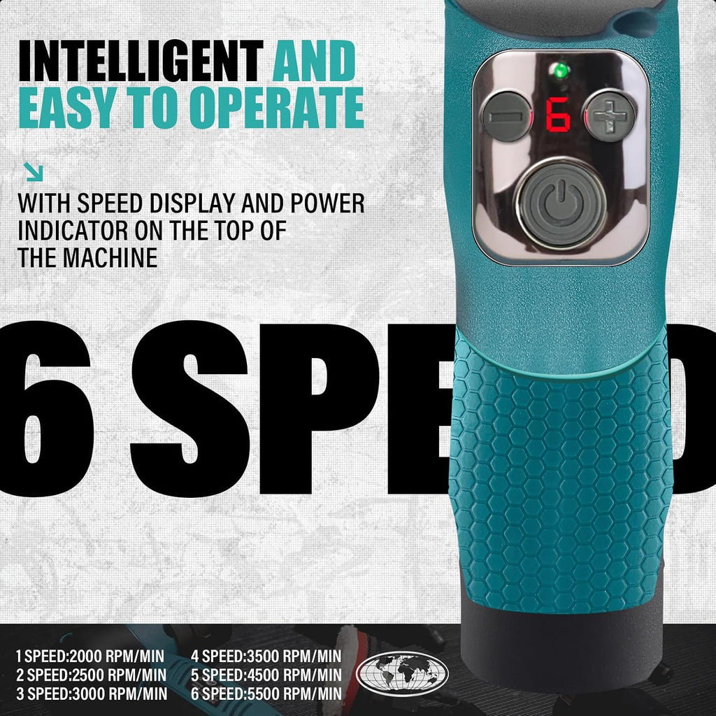 Cordless Mini Car Polisher Buffer, 6 Speeds, 2Pcs 2000mAh 1/3inch Orbital and Rotary Fast Change Polisher for Car